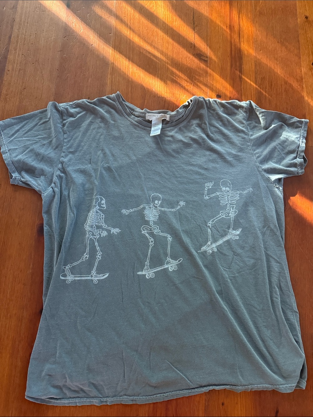 Project Social T Gray Graphic Skeleton Skate Tee